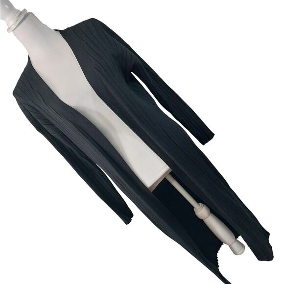 JUSTFAB! ULTRA BLACK RIBBED DUSTER LENGTH CARDIGAN, LONG SLEEVE SWEATER! SZ S - Picture 13 of 13